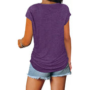 Short-Sleeve V-Neck Zip Top for Women – Soft Casual Everyday Tee – Betsy 1