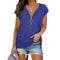 Short-Sleeve V-Neck Zip Top for Women – Soft Casual Everyday Tee – Betsy 9