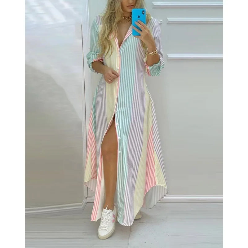Boho Beach Maxi Dress for Women – Printed A-Line Summer Dress 12