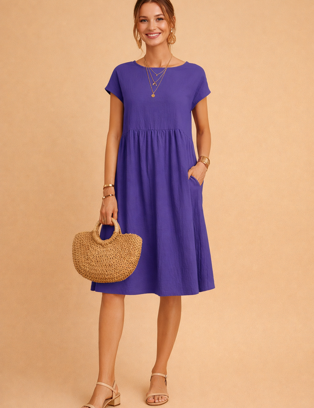Midi Dress for Women – Fitted V-Neck Summer Occasion Dress – Judy