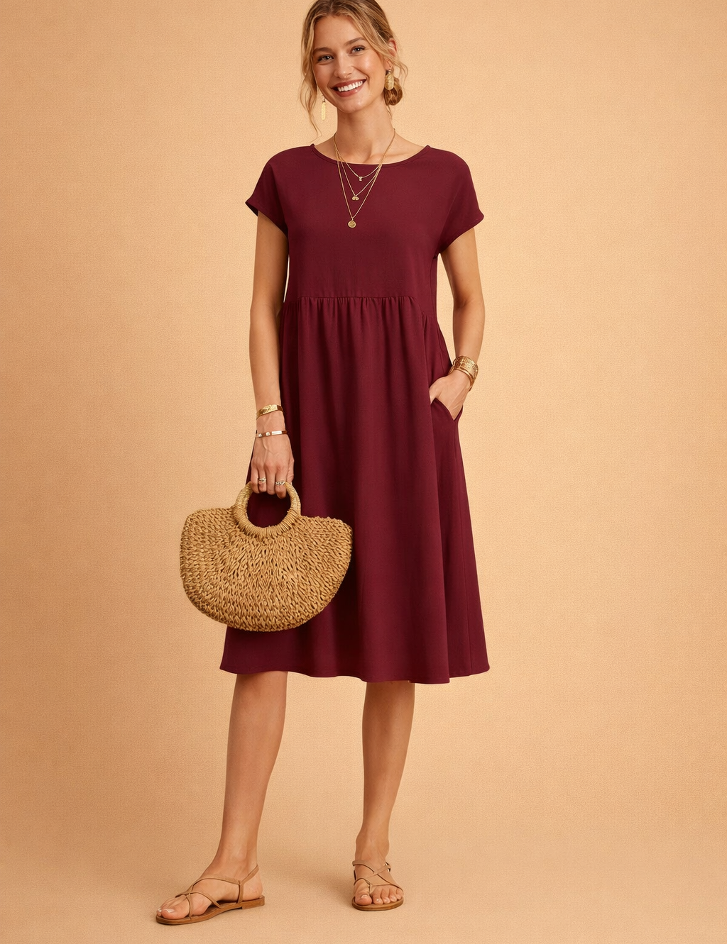Midi Dress for Women – Fitted V-Neck Summer Occasion Dress – Judy
