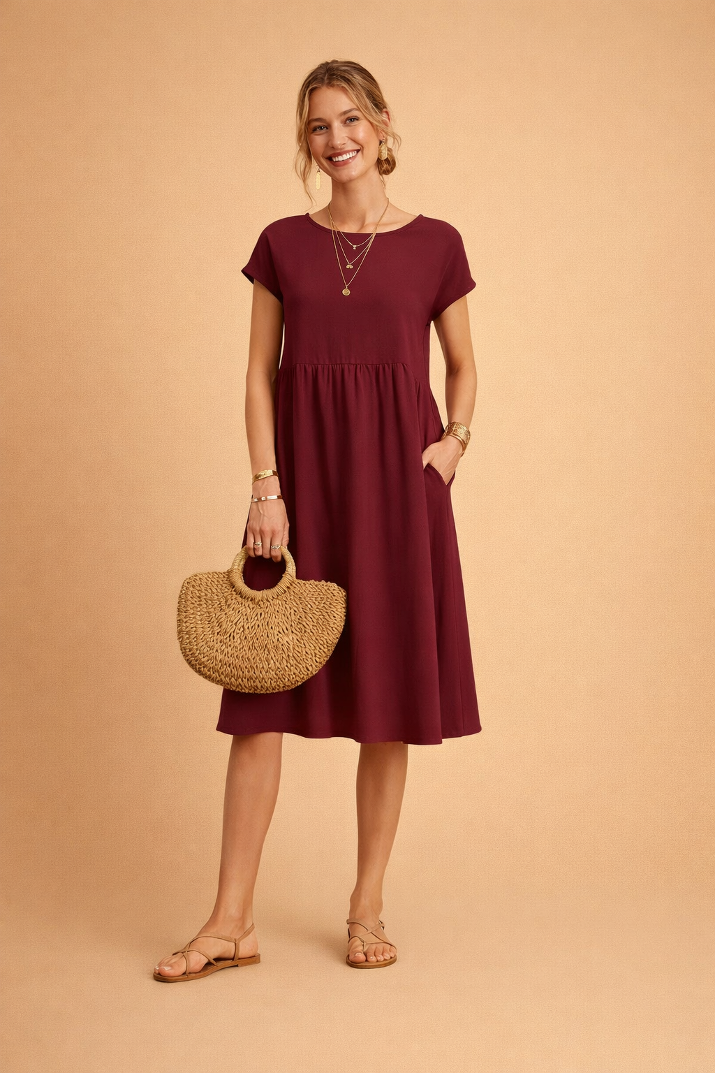 Midi Dress for Women – Fitted V-Neck Summer Occasion Dress – Judy