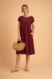Midi Dress for Women – Fitted V-Neck Summer Occasion Dress – Judy