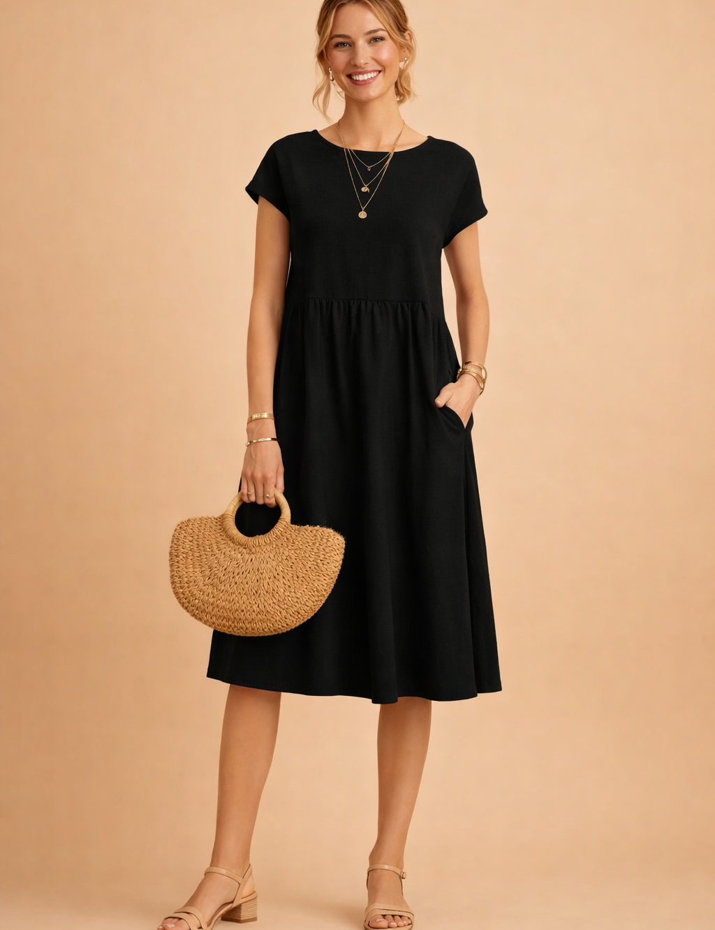 Midi Dress for Women – Fitted V-Neck Summer Occasion Dress – Judy