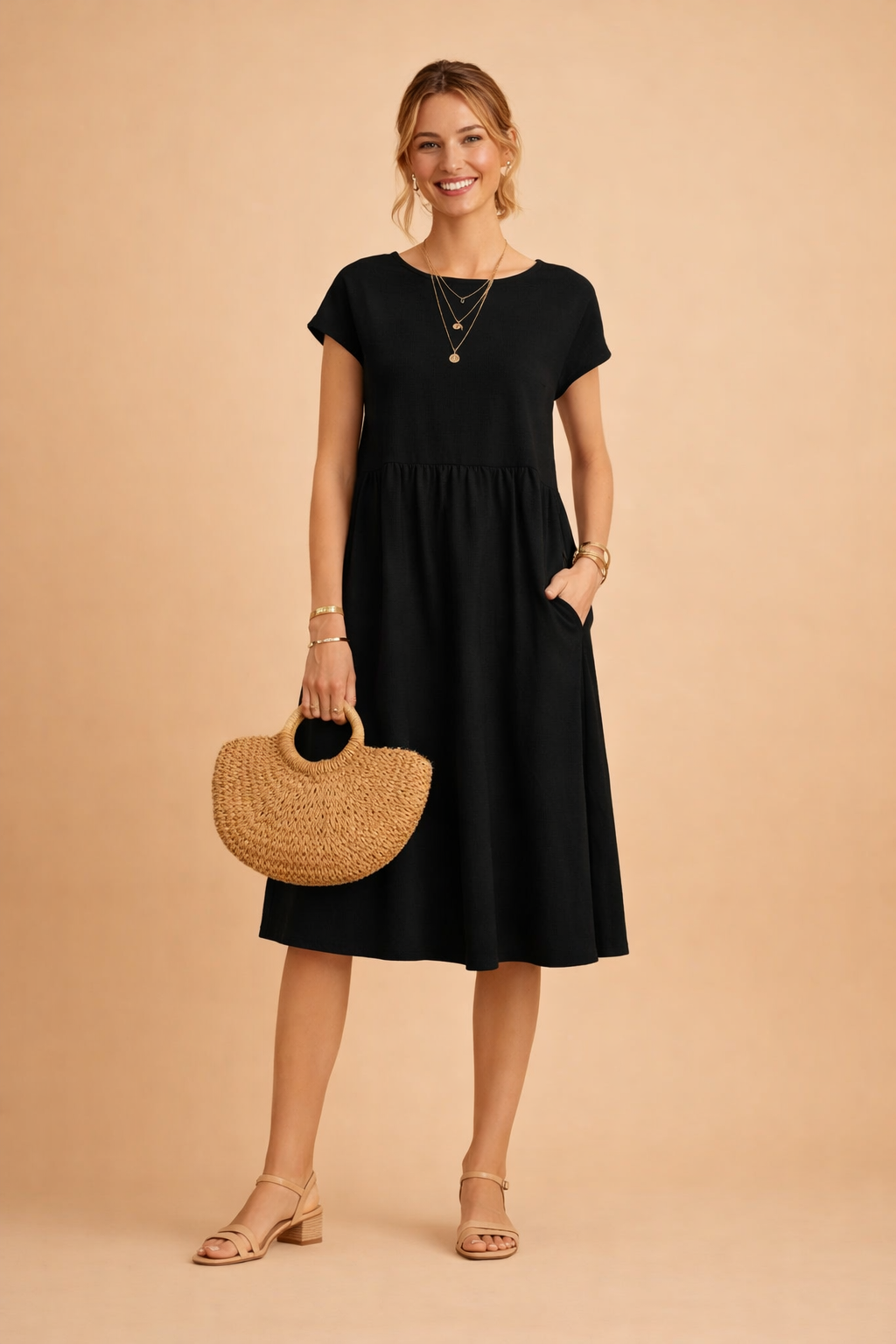 Midi Dress for Women – Fitted V-Neck Summer Occasion Dress – Judy