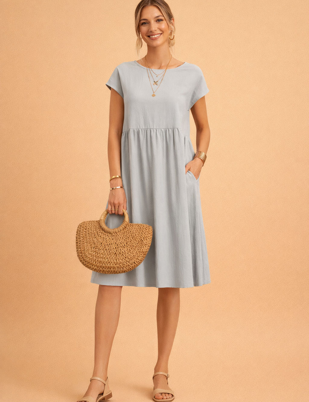Midi Dress for Women – Fitted V-Neck Summer Occasion Dress – Judy