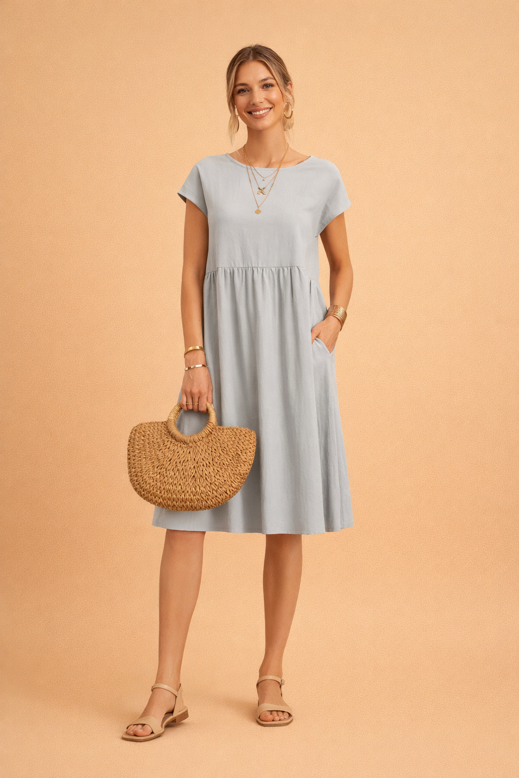Midi Dress for Women – Fitted V-Neck Summer Occasion Dress – Judy