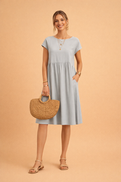 Midi Dress for Women – Fitted V-Neck Summer Occasion Dress – Judy