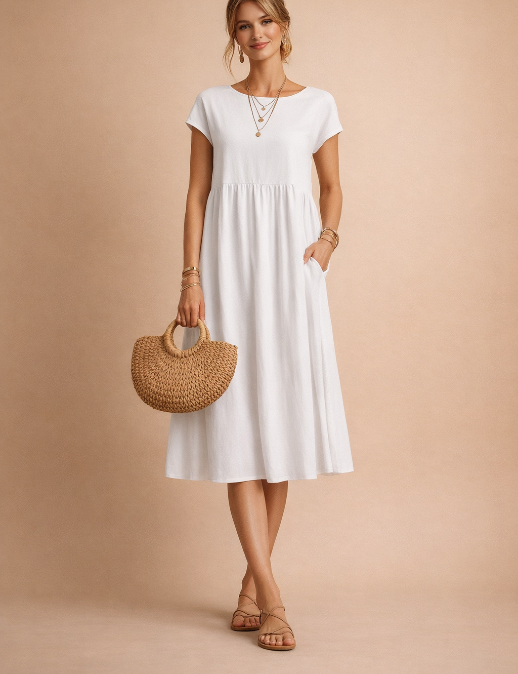 Midi Dress for Women – Fitted V-Neck Summer Occasion Dress – Judy