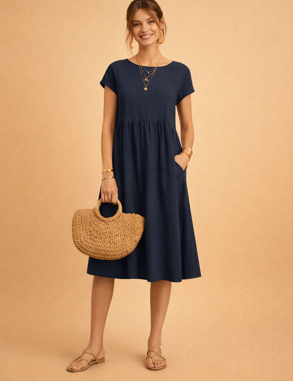 Midi Dress for Women – Fitted V-Neck Summer Occasion Dress – Judy