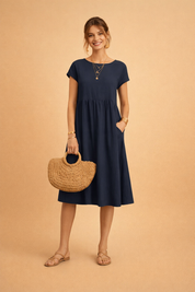 Midi Dress for Women – Fitted V-Neck Summer Occasion Dress – Judy