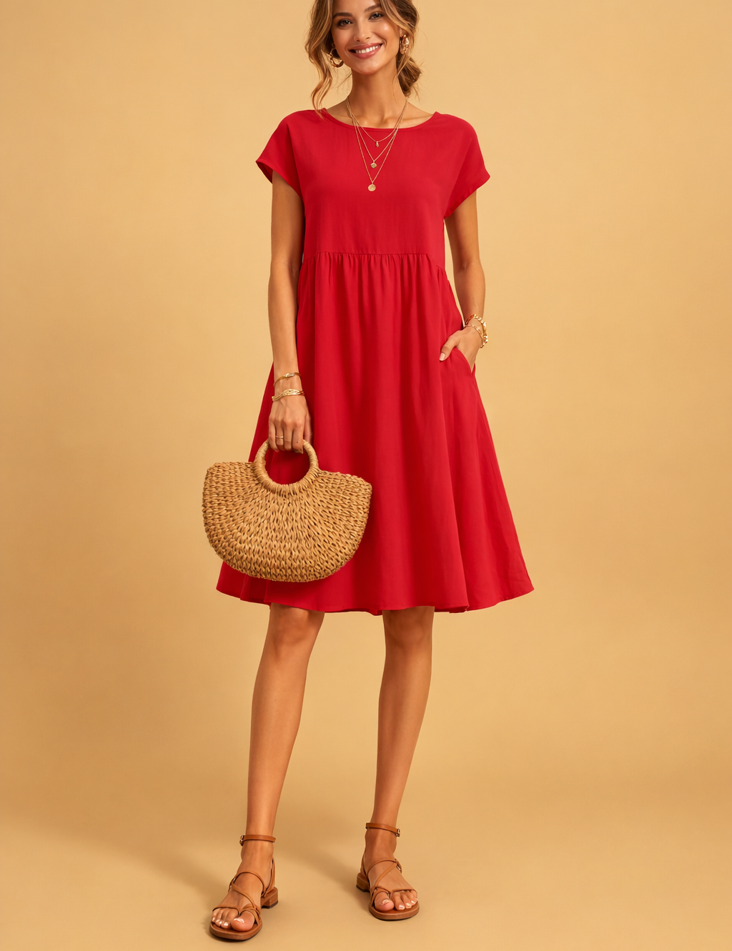 Midi Dress for Women – Fitted V-Neck Summer Occasion Dress – Judy