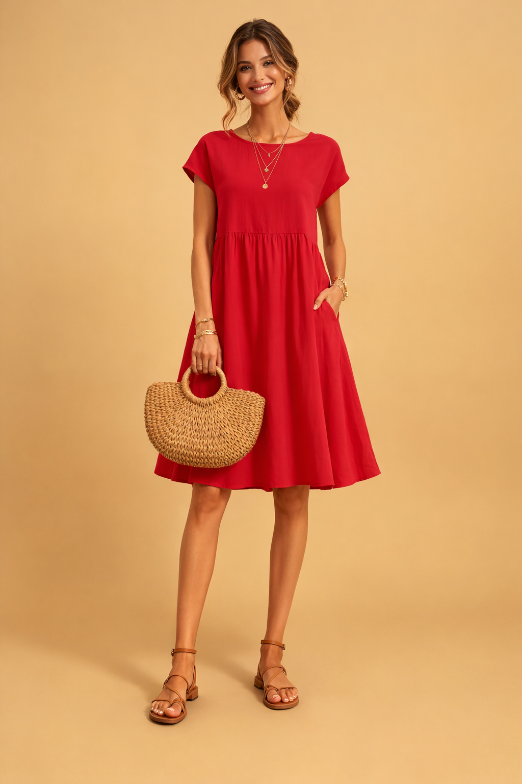 Midi Dress for Women – Fitted V-Neck Summer Occasion Dress – Judy