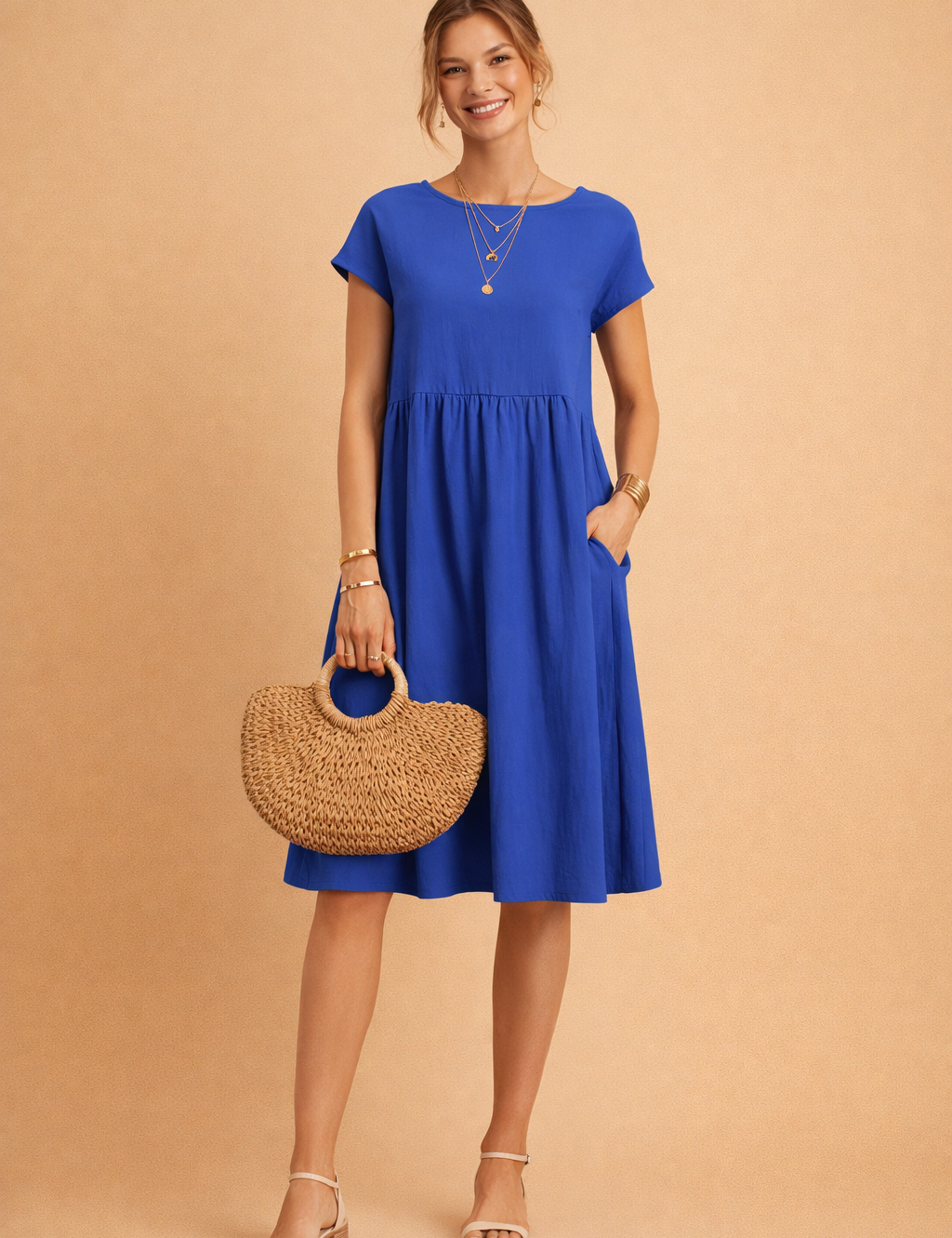 Midi Dress for Women – Fitted V-Neck Summer Occasion Dress – Judy