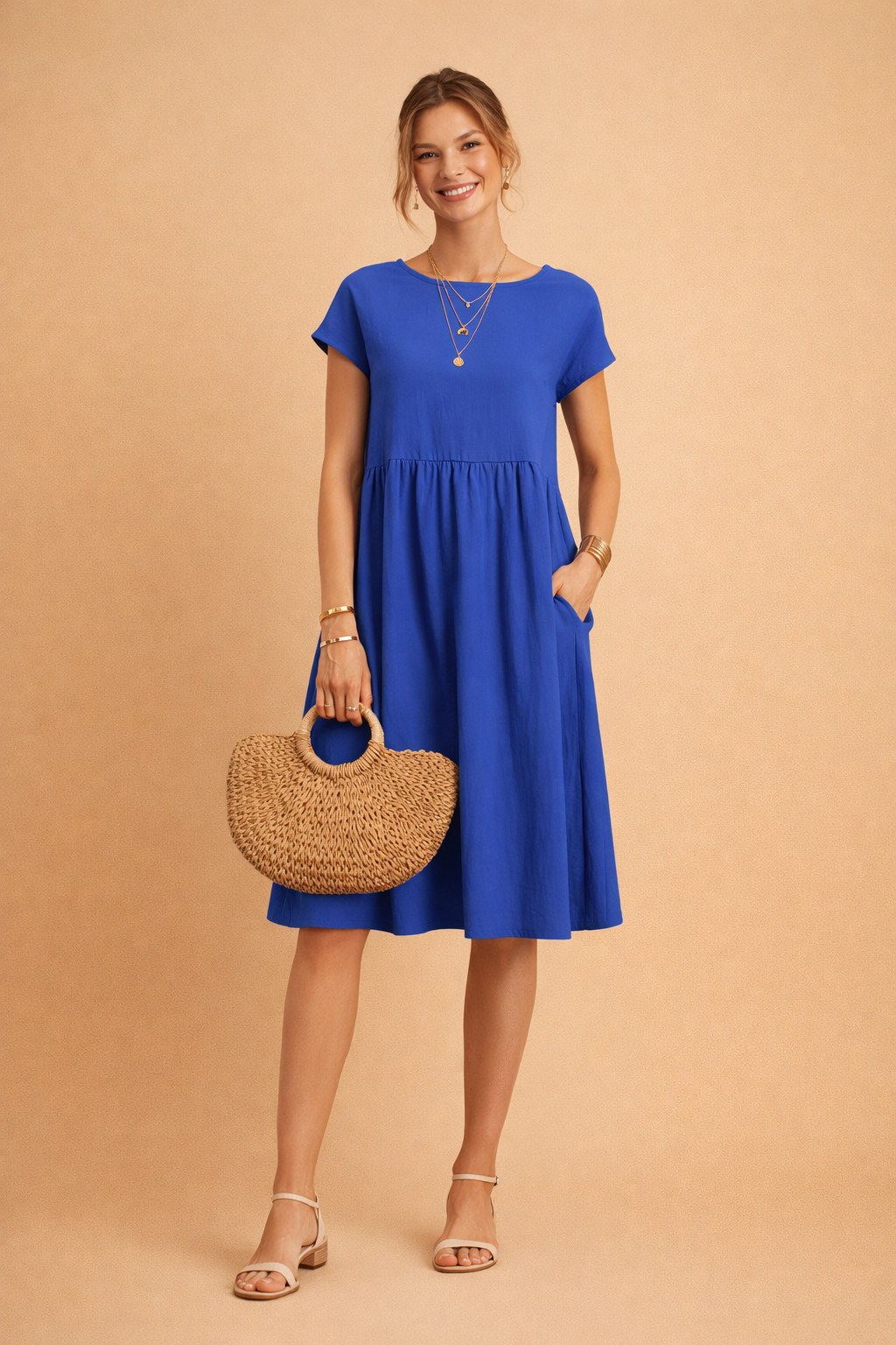 Midi Dress for Women – Fitted V-Neck Summer Occasion Dress – Judy