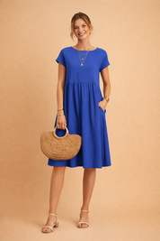 Midi Dress for Women – Fitted V-Neck Summer Occasion Dress – Judy