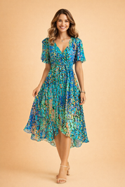 Blue Midi Dress for Women – Refined Timeless Occasion Dress – Bondi