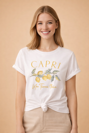 Printed T-Shirt for Women – Elegant Capri-Print Versatile Tee – Esther