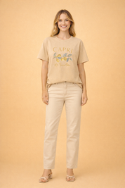 Printed T-Shirt for Women – Elegant Capri-Print Versatile Tee – Esther