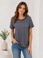 V-Neck Shirt for Women – Relaxed Breathable Versatile Shirt – Iris
