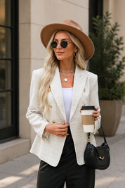 Beige Blazer for Women – Elegant Modern-Cut Tailored Blazer – Riva
