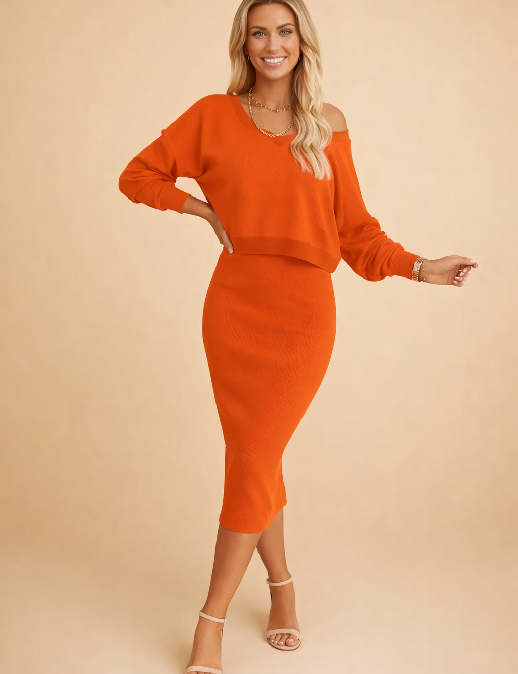 Dress & Knit Set for Women – Sleeveless Dress with Cardigan – Claire