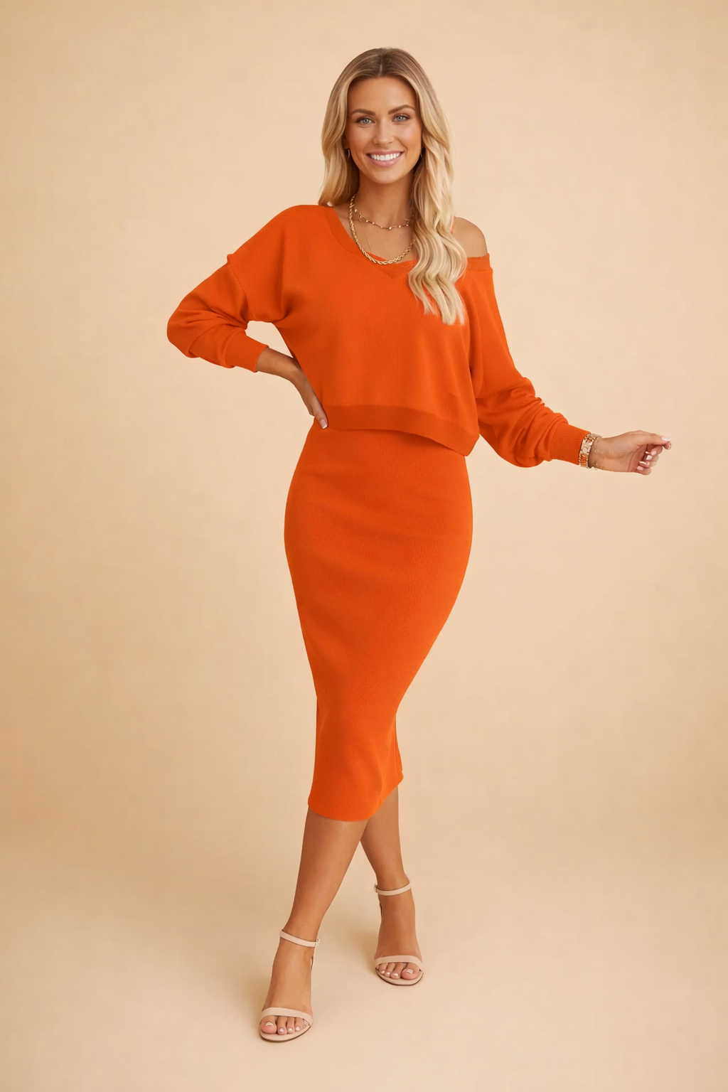 Dress & Knit Set for Women – Sleeveless Dress with Cardigan – Claire