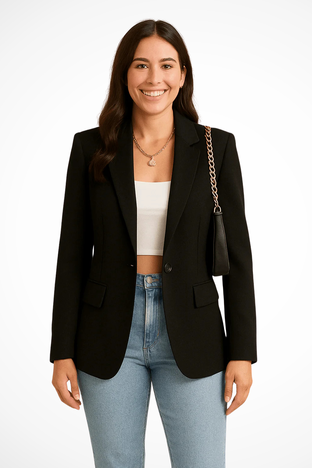 Fitted Black Blazer for Women – Elegant Single-Button Everyday Blazer 0