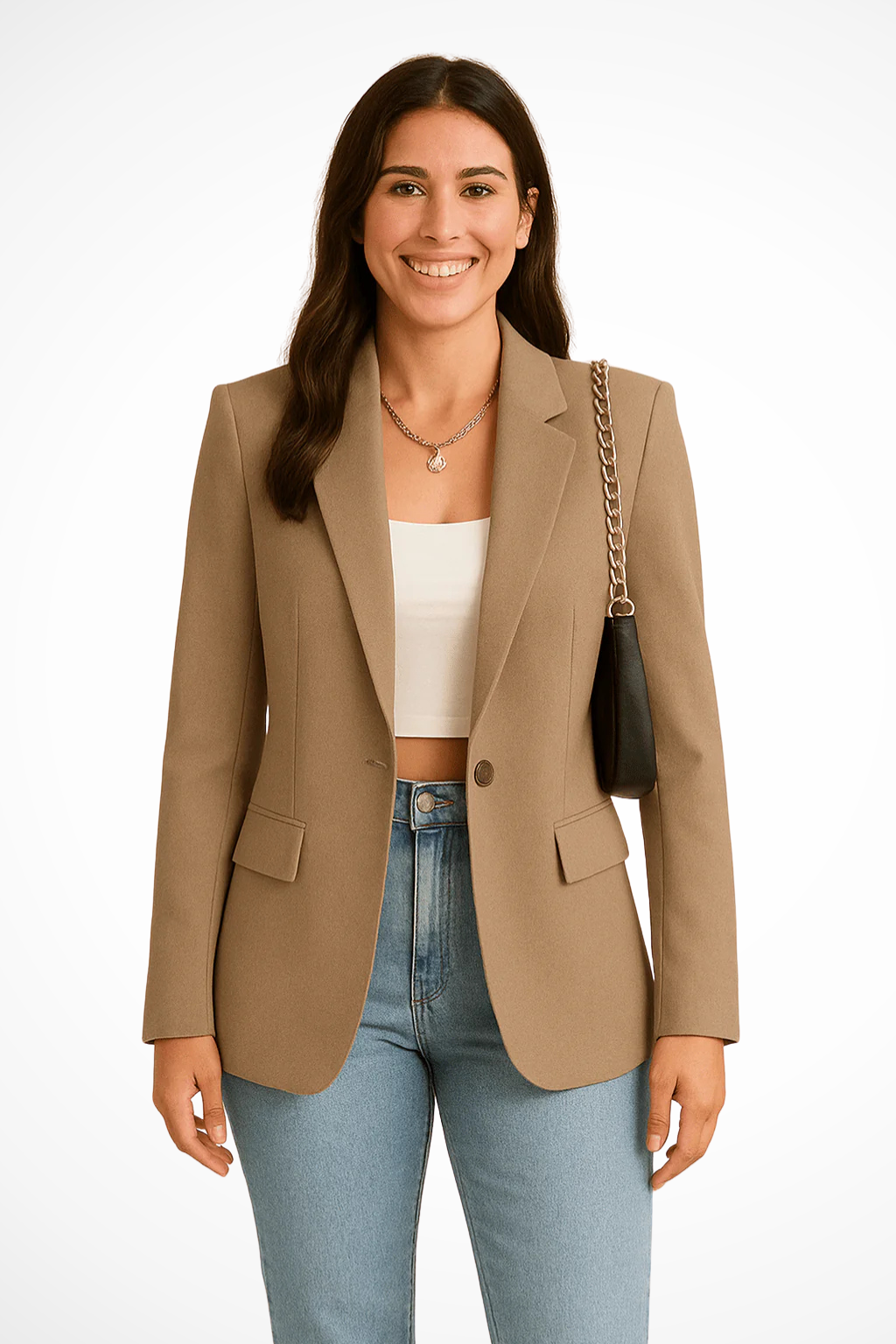 Fitted Black Blazer for Women – Elegant Single-Button Everyday Blazer 1