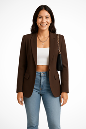Fitted Black Blazer for Women – Elegant Single-Button Everyday Blazer 3