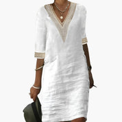 Black Knee-Length Dress for Women – Elegant Wedding Guest Dress with Round Neck & Short Sleeves 0