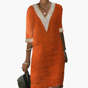 Black Knee-Length Dress for Women – Elegant Wedding Guest Dress with Round Neck & Short Sleeves 1