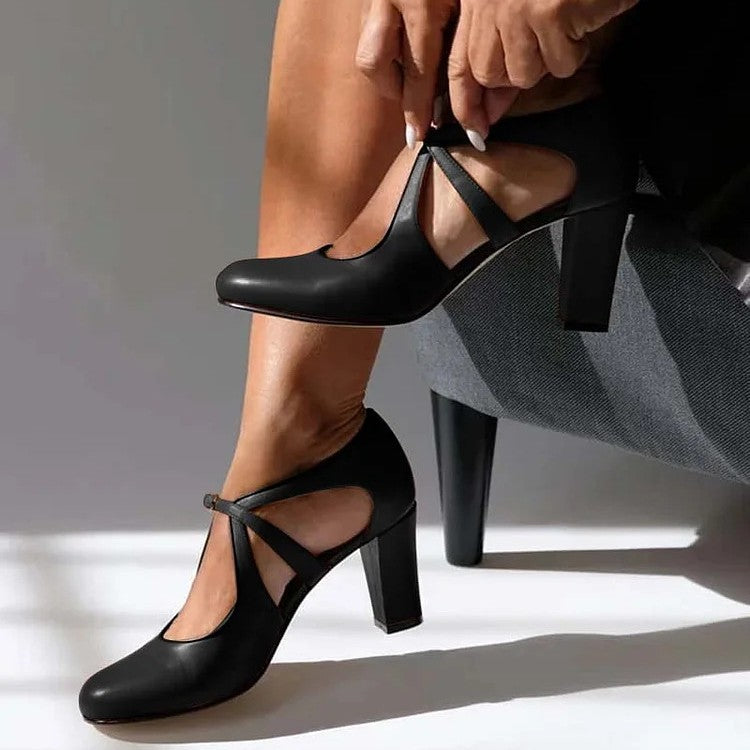 Block-Heel Court Shoes for Women with Adjustable Strap – Elegant Comfortable Heels 3