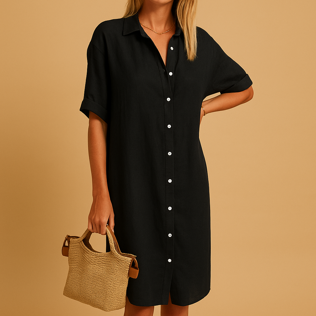 Shirt Dress for Women – Comfortable Cotton-Blend Summer Dress 0