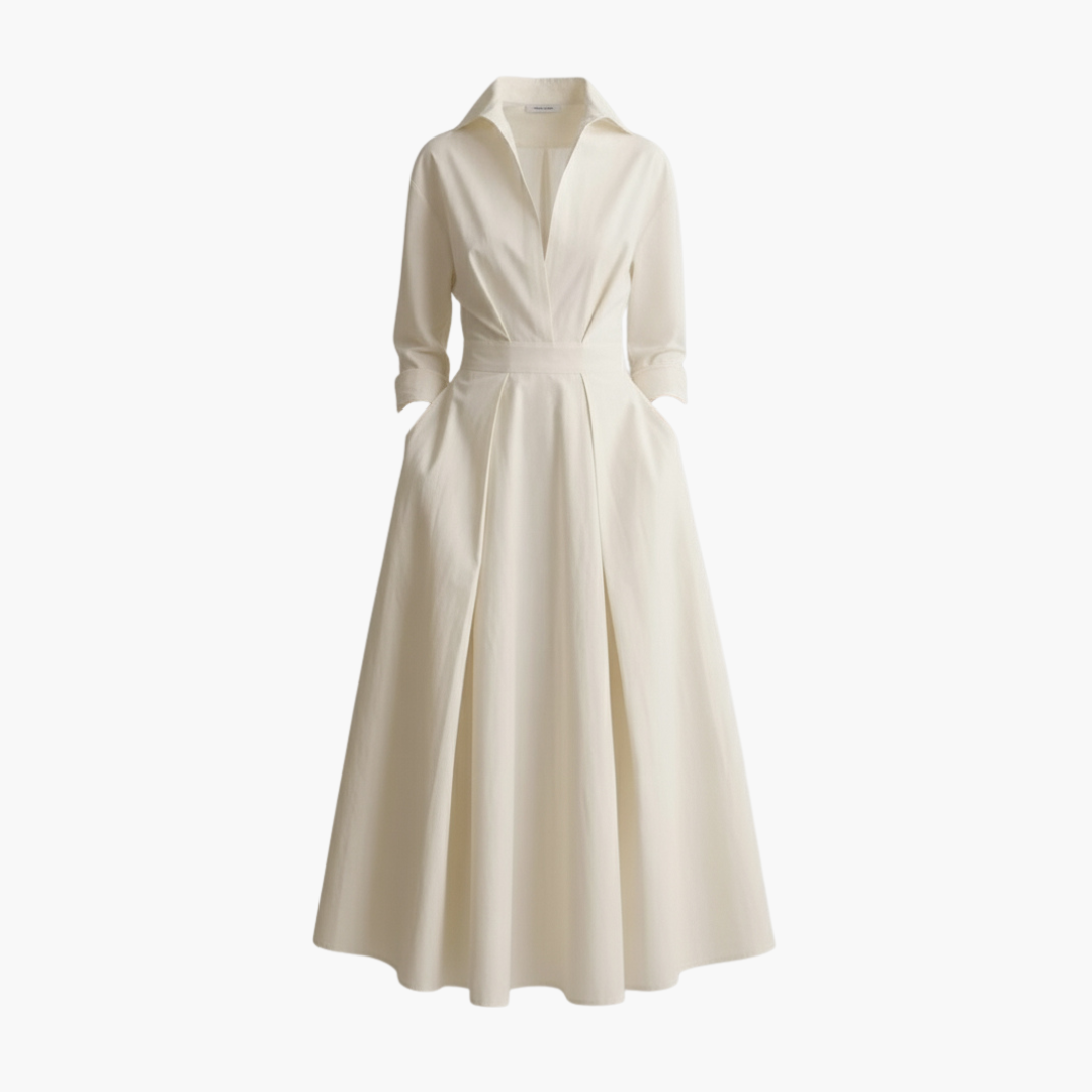 Button-Front Maxi Shirt Dress for Women – Elegant Waisted Dress for Any Occasion 1