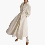 Button-Front Maxi Shirt Dress for Women – Elegant Waisted Dress for Any Occasion 2