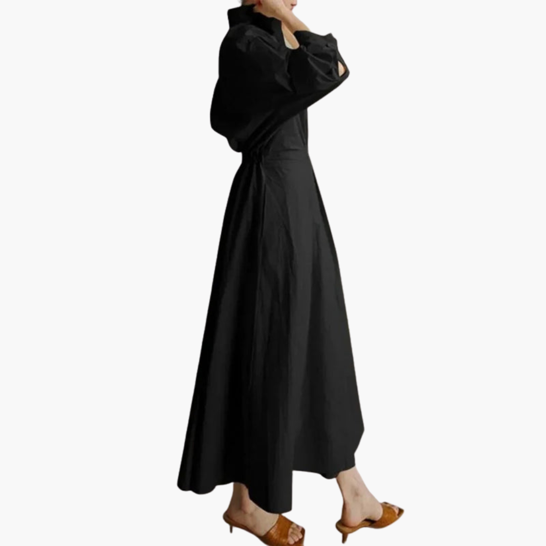 Button-Front Maxi Shirt Dress for Women – Elegant Waisted Dress for Any Occasion 4