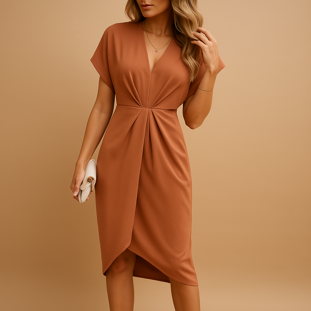 Wrap Midi Dress for Women – Elegant Figure-Flattering Occasion Dress – Femke 2