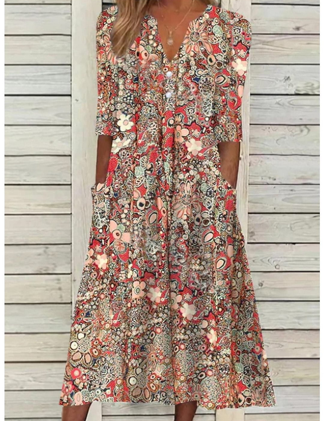 V-Neck Maxi Dress for Women – Elegant & Comfortable Dress for Any Occasion 0