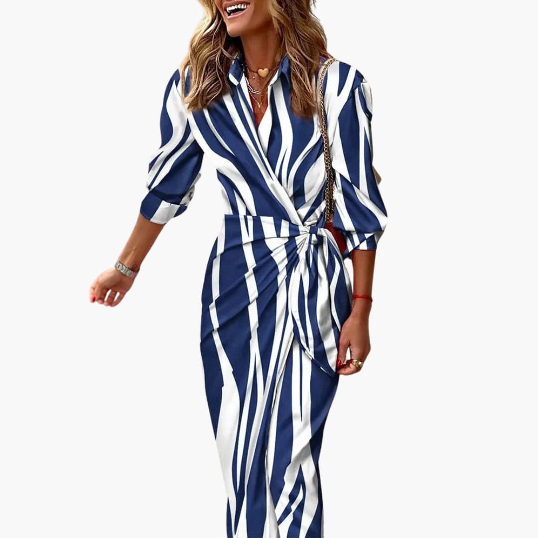 Striped Maxi Shirt Dress for Women – Elegant & Comfortable Summer Dress 3