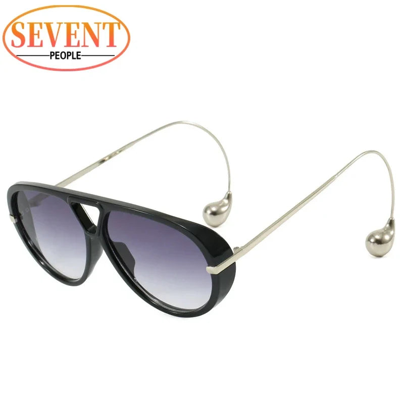 Large Oval Sunglasses for Women – UV400 Metal-Frame Elegant Sunglasses 10