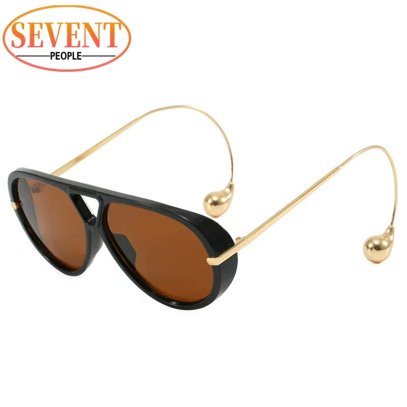 Large Oval Sunglasses for Women – UV400 Metal-Frame Elegant Sunglasses 15