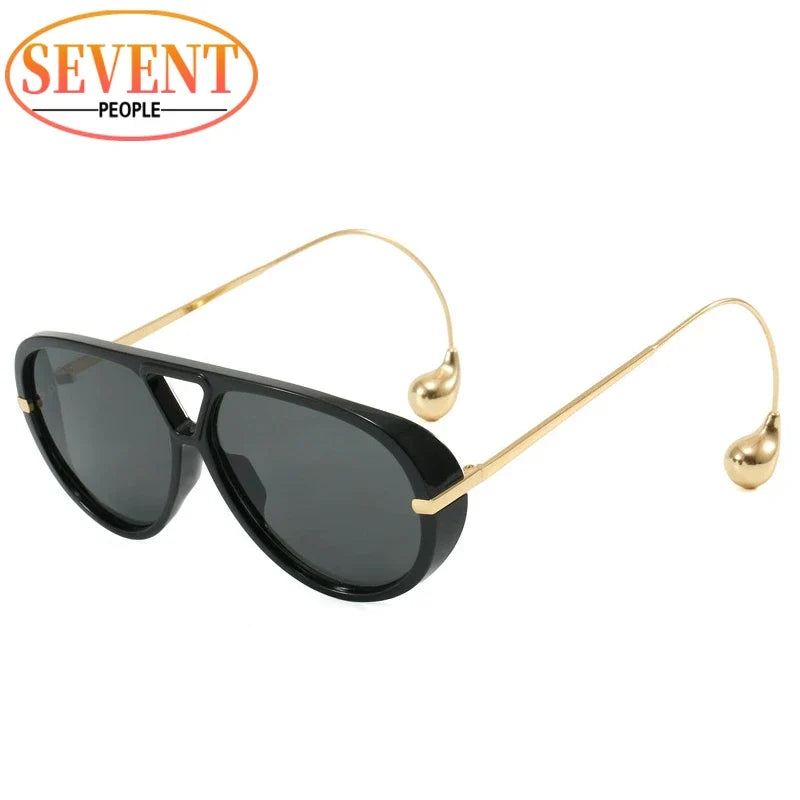 Large Oval Sunglasses for Women – UV400 Metal-Frame Elegant Sunglasses 17