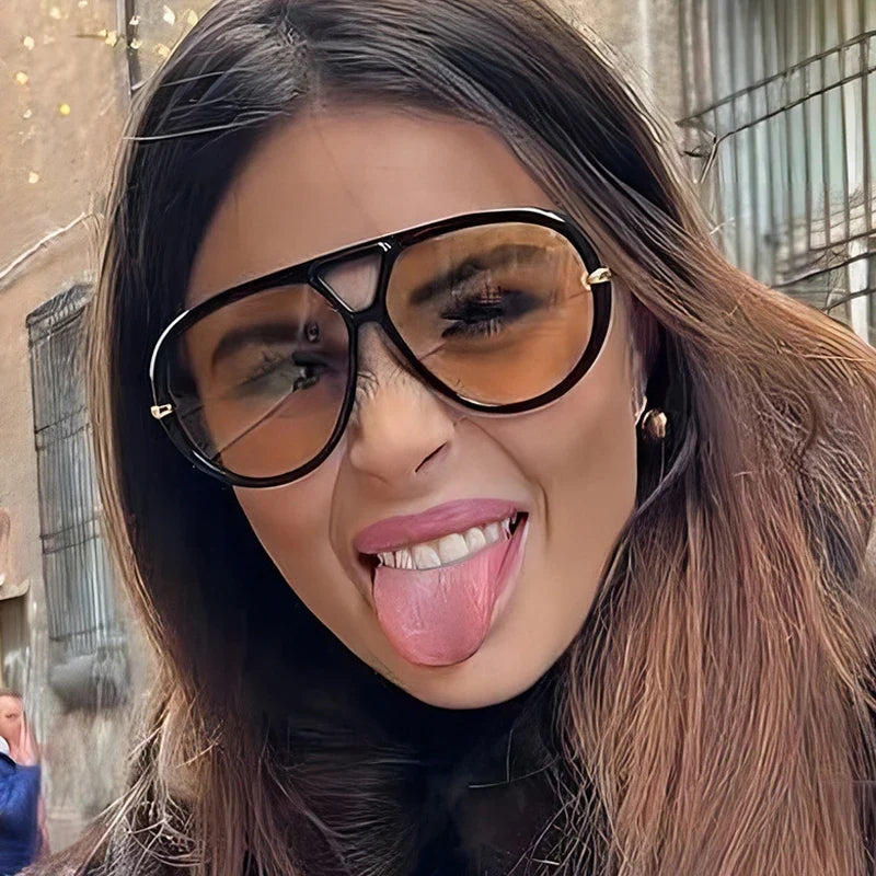 Large Oval Sunglasses for Women – UV400 Metal-Frame Elegant Sunglasses 3