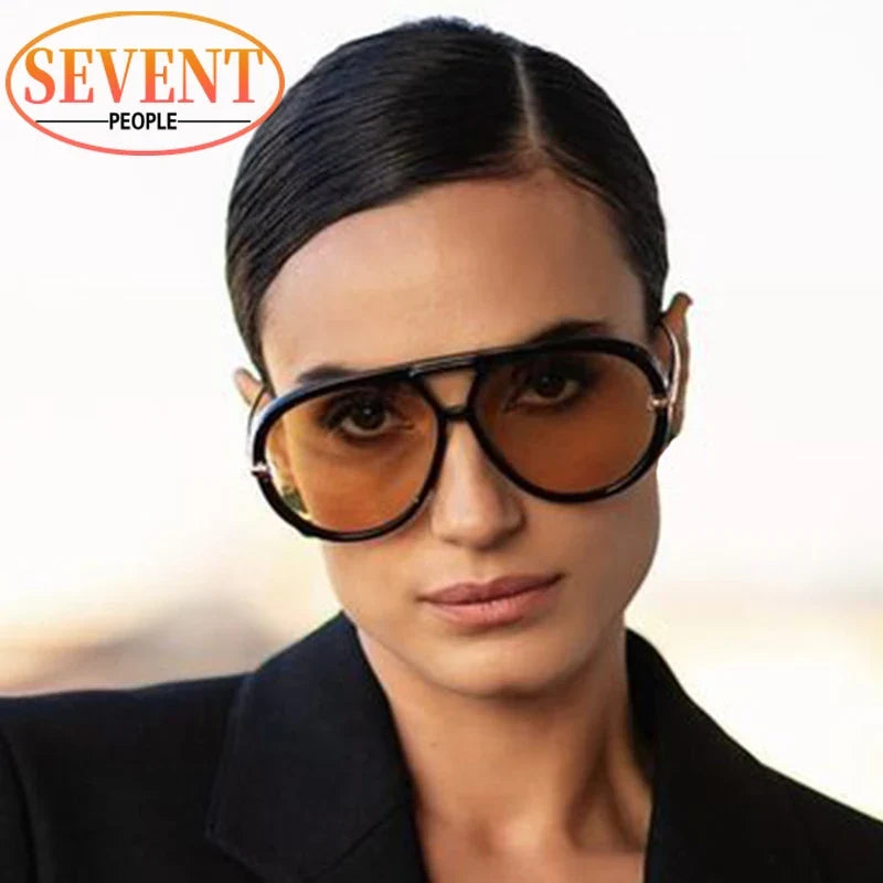 Large Oval Sunglasses for Women – UV400 Metal-Frame Elegant Sunglasses 4