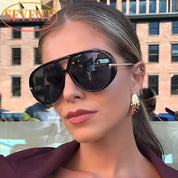 Large Oval Sunglasses for Women – UV400 Metal-Frame Elegant Sunglasses 5