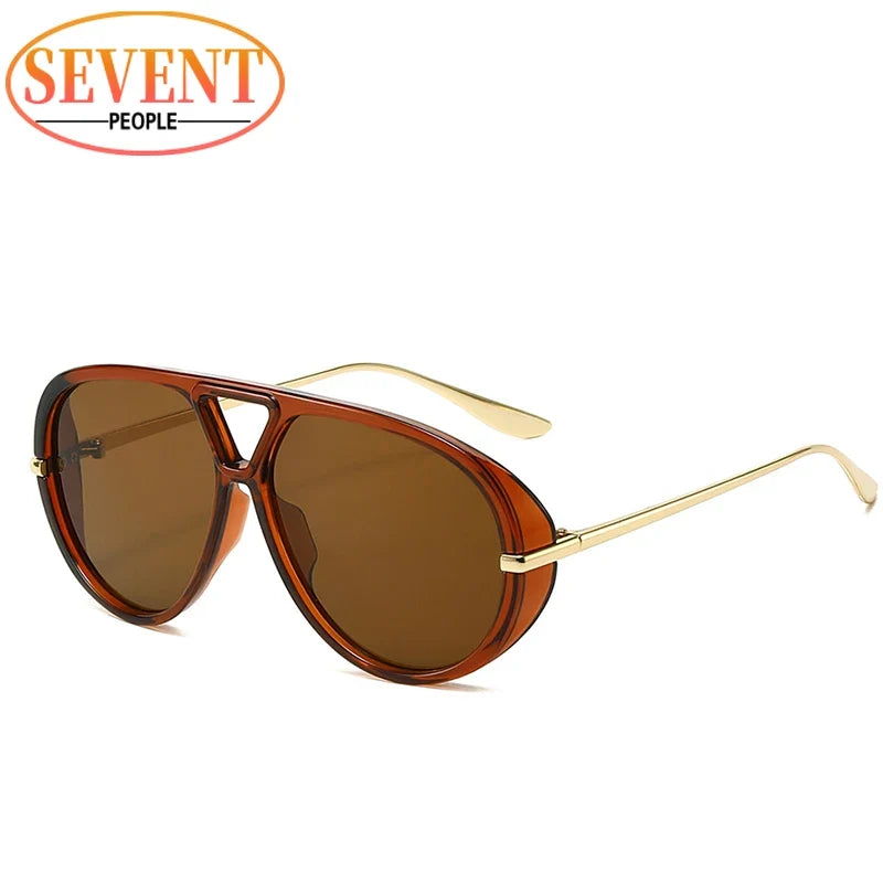 Large Oval Sunglasses for Women – UV400 Metal-Frame Elegant Sunglasses 7