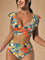 Tropical Ruffle Bikini for Women – Two-Piece High-Waisted Swimwear 0