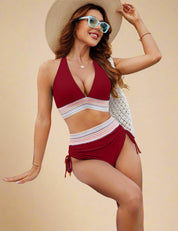Two-Piece Bikini for Women – Ruched High-Waist Halter Bikini Set 2