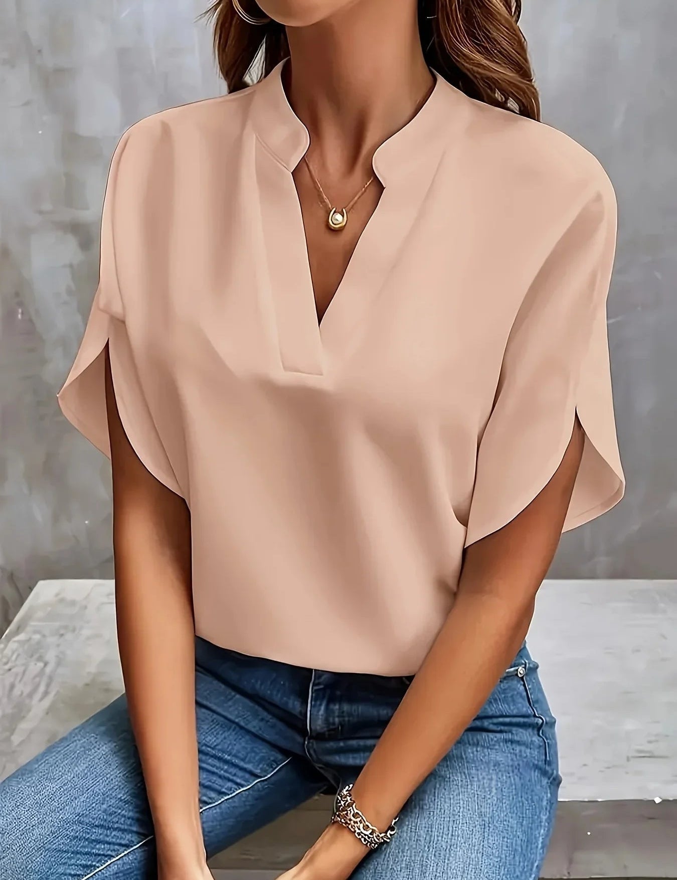 Long-Sleeve V-Neck Blouse for Women – Elegant Smart Blouse for Trousers 5